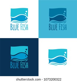 Blue Fish Logo. Vector Illustration. A logo featuring a fish and the sea.