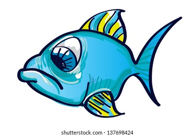 blue fish on a white background