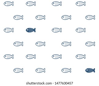 Blue Fish Outline Pattern Illustration Cute Stock Vector (Royalty Free ...