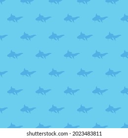 Blue fish patterns on blue background, vector, decorative, textile, fabric, napkin, backdrop
