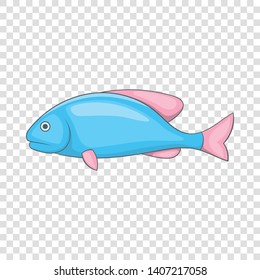 Blue fish with pink fins icon. Cartoon illustration of blue fish with pink fins vector icon for web