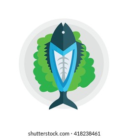 blue fish salad vector food