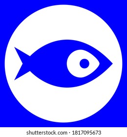 Blue fish sign inside a white circle