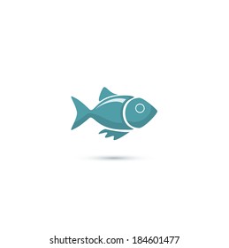 Blue fish stylized icon eps10