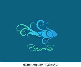 Blue Fish Symbol - vector illustration 