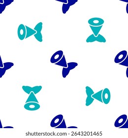 Blue Fish tail icon isolated seamless pattern on white background.  Vector