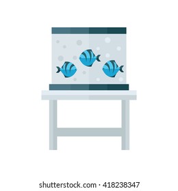 Blue fish tank vector design