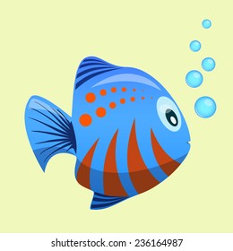 A blue  fish under water