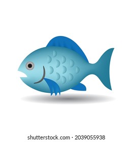 Blue fish vector emoji illustration isolated on white background. 3d illustration. 