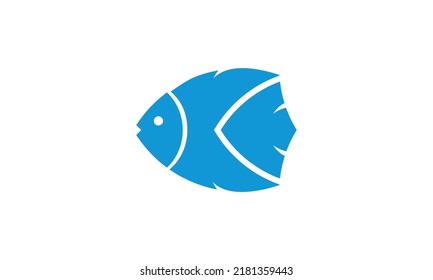 Blue Fish Vector Icon On White Background
