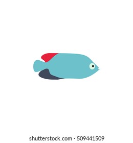 Blue fish vector illustration icon. Aquarium fishes flat style isolated on white background. Fish icons isolated. Tropical fish,Sea color flat design