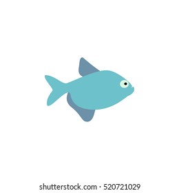Blue fish vector illustration icon. Aquarium fish flat style isolated on white background.