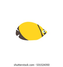 Blue fish vector illustration icon. Aquarium fishes flat style isolated on white background. Tropical, sea, aquarium fish. Sea color flat design