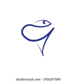 Blue fish vector illustration with outline, great to use as a logo