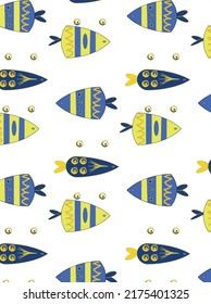 Blue fishes seamless pattern vector