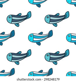Blue fishes seamless pattern vector