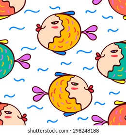 Blue fishes seamless pattern vector