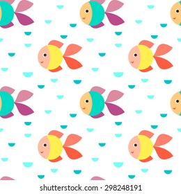 Blue fishes seamless pattern vector