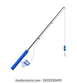 Blue fishing rod isolated on a white background. Vector illustration