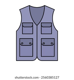 Blue Fishing Vest, A utility vest with multiple pockets, commonly used for fishing or outdoor tasks.