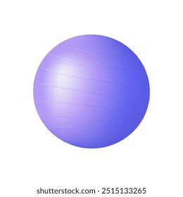 Ilustração de bola de fitness azul isolada no fundo branco. fitness vetorial 3D ou bola de treino de pilates. Modelo de renderização 3D Fitball para exercícios de ginástica. Bola de ginástica