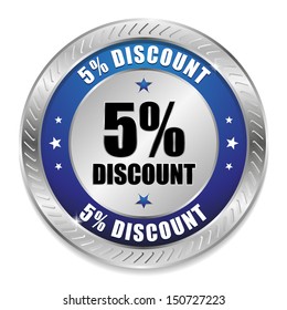 Blue five percent discount button