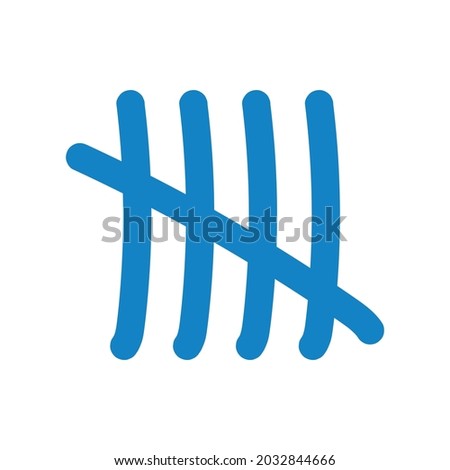 blue five tally marks count vector isolated on white background