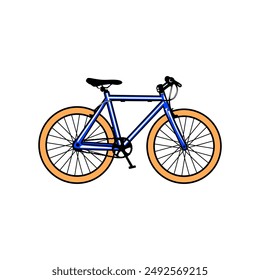 blue fixie bike modern side view vector illustration