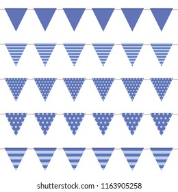 blue flag collection with pattern isolated on white backgound vector illustration