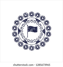 Blue flag icon inside distress rubber texture