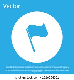 Blue Flag icon isolated on blue background. White circle button. Flat design. Vector Illustration
