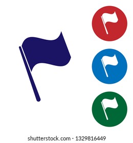 Blue Flag icon isolated on white background. Set color icon in circle buttons. Vector Illustration