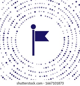 Blue Flag icon isolated on white background. Location marker symbol. Abstract circle random dots. Vector Illustration