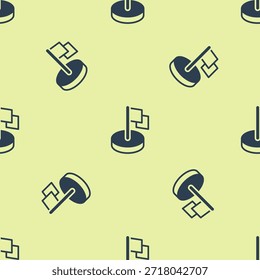 Icono de bandera azul aislado sin patrón sobre fondo amarillo. Victoria, ganar y conquistar el concepto de adversidad.  Vector