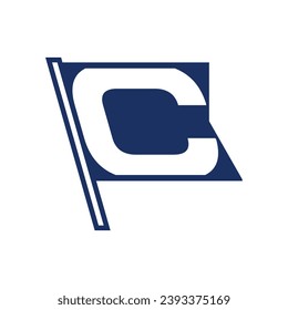 blue flag icon with the letter C