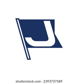 blue flag icon with the letter J