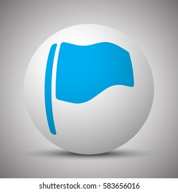 Blue Flag icon on white sphere