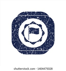 Blue flag icon with rubber seal texture