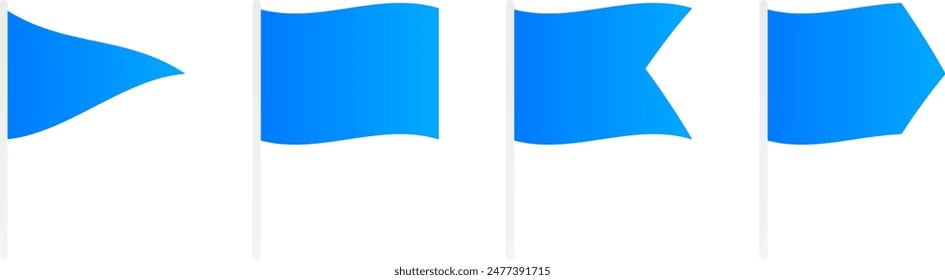 Icono de bandera azul que advierte del peligro en los Pequeños banderines en diferentes Formas