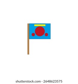 Illustration du drapeau bleu. Détail cercle rouge. Graphique Image vectorielle de poteau. Symbole de bannière simple.