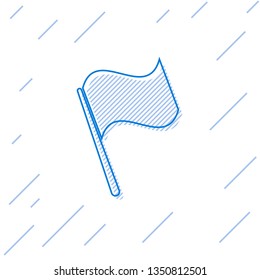 Blue Flag line icon isolated on white background. Vector Illustration