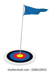 Blue flag on target board. vector