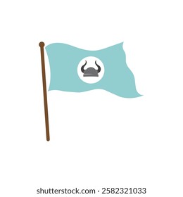 Blue flag with a Viking helmet icon