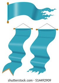 Banderas azules en la ilustración de tres diseños