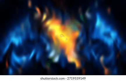 Motivo de fuego centrado en llama azul con brillo naranja cálido para fondo dinámico, eps 10