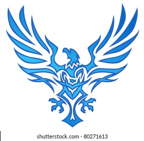 Blue Flame Eagle Tattoo