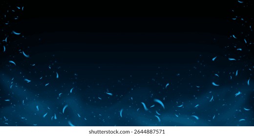 Blue flame and electric fire with smoke, glow and flying particles. Dark abstract background with neon haze and cold spark. Perfect for spooky game or fantasy wallpaper. 3D vector texture.