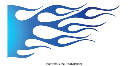 Blue flame electric sport car speed decal vinyl sticker. Racing car tribal fire flames vector art graphic.