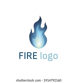 Blue Flame, Fire, Gas. Isolated Vector Illustration, Logo, Emblem