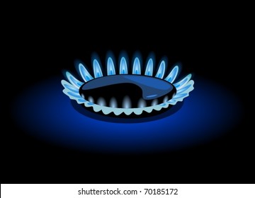 Blue flame of gas, vector illustration